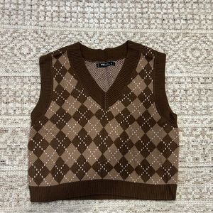 Brown argyle sweater vest
